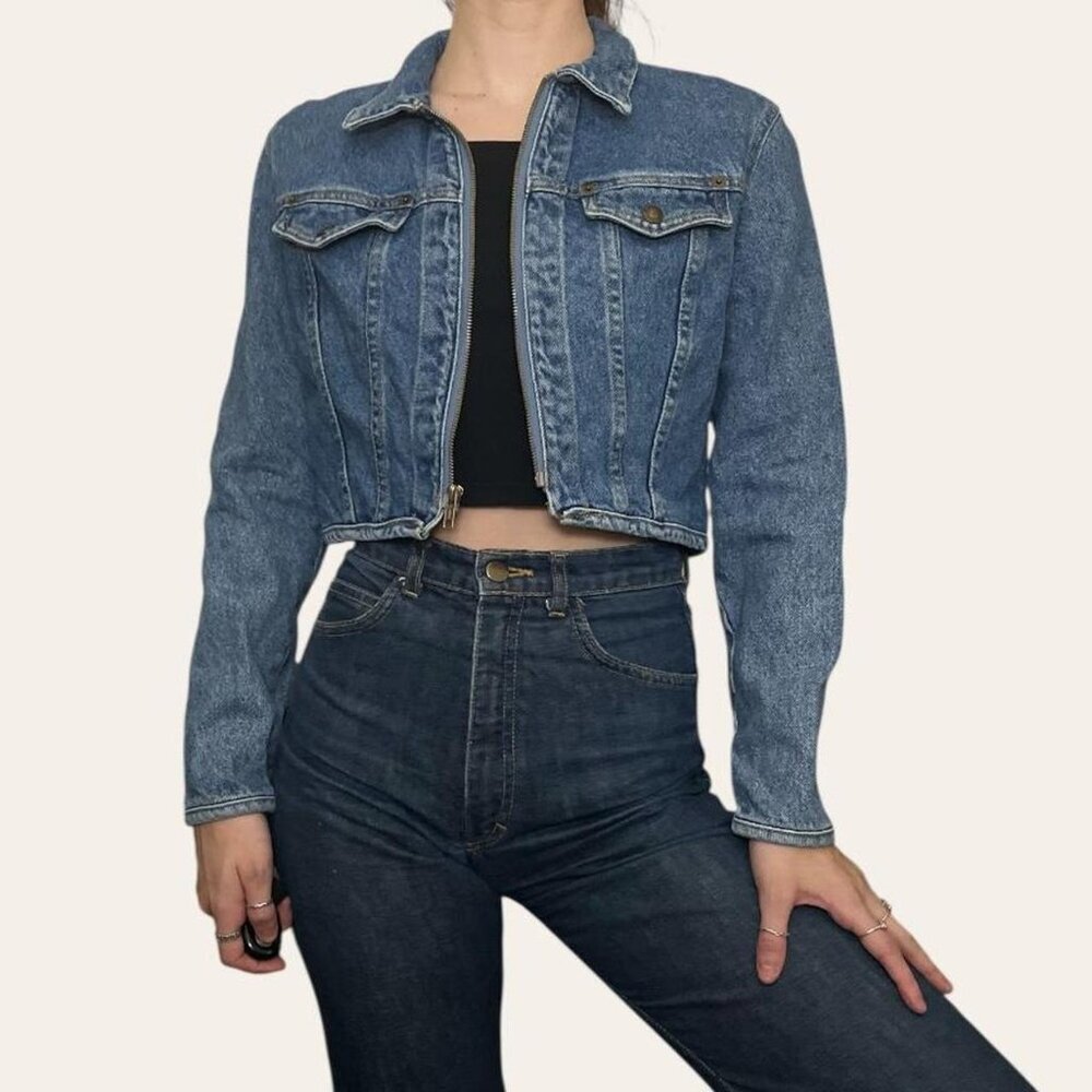 Paris Blues 90s vintage light wash cropped denim jacket - XS/Small